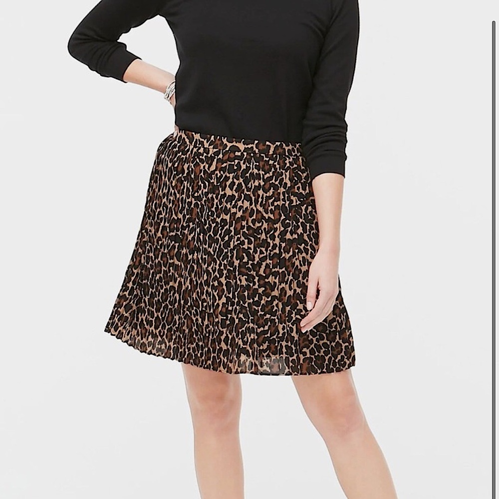 J.Crew pleated leopard print skirt